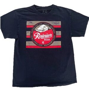 Rainier Beer T Shirt Size Large Casual Industrees Black Drinking Party Seattle